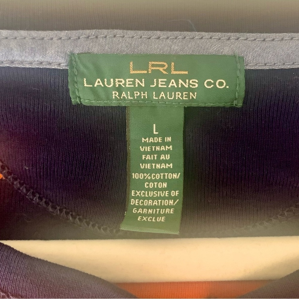 Ralph Lauren Navy and Orange Striped Shirt - L - Picture 3 of 7